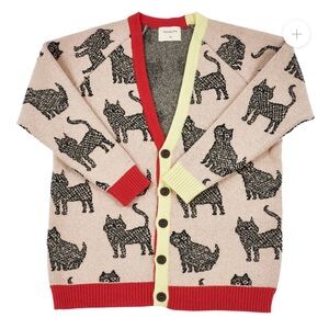 Bacabuche Youth Oversized Cashmere Alpaca Blend Cat Luxury Cardigan, 11-12 yrs